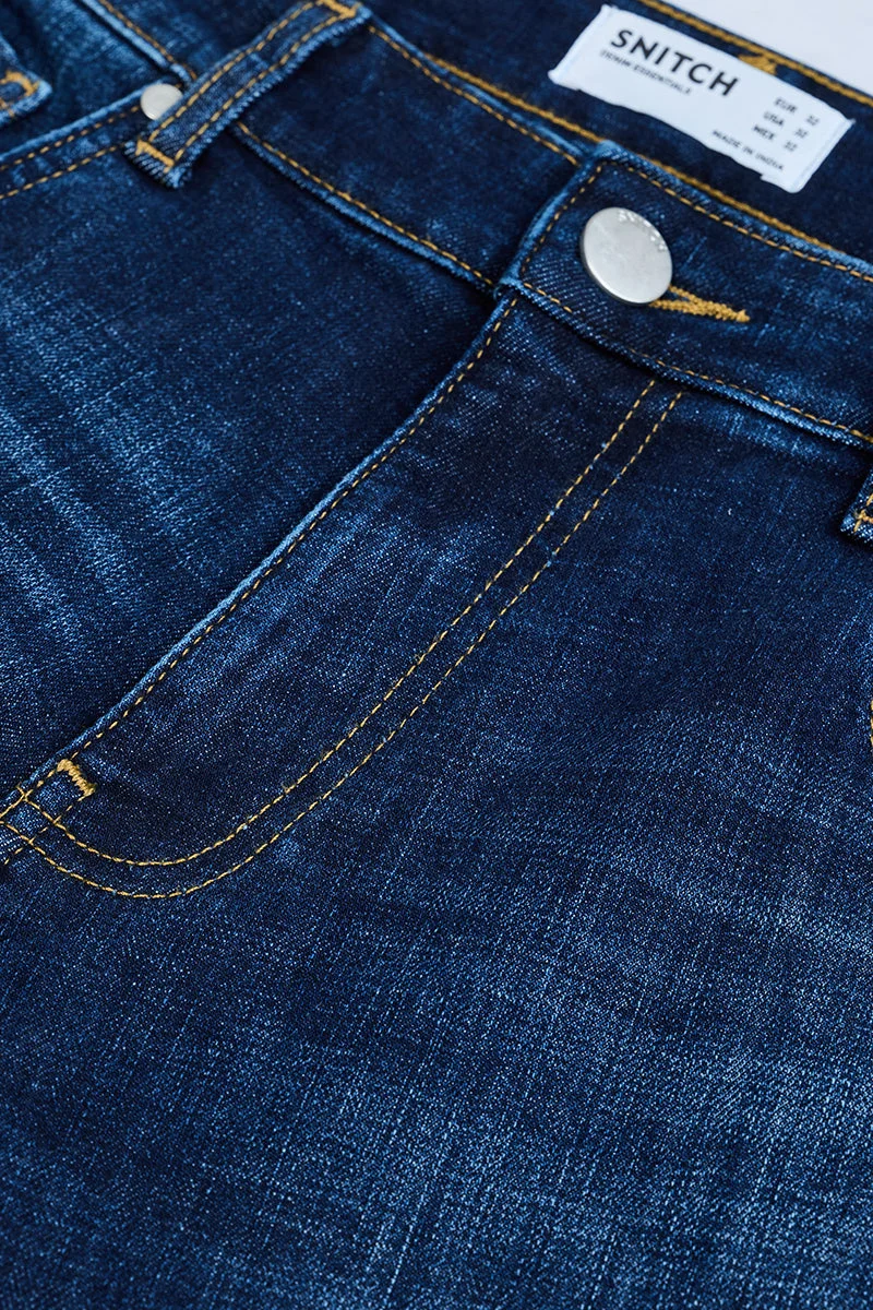 SNITCH Blue Bootcut Stretch Washed Jeans for Men | Best Price UAE